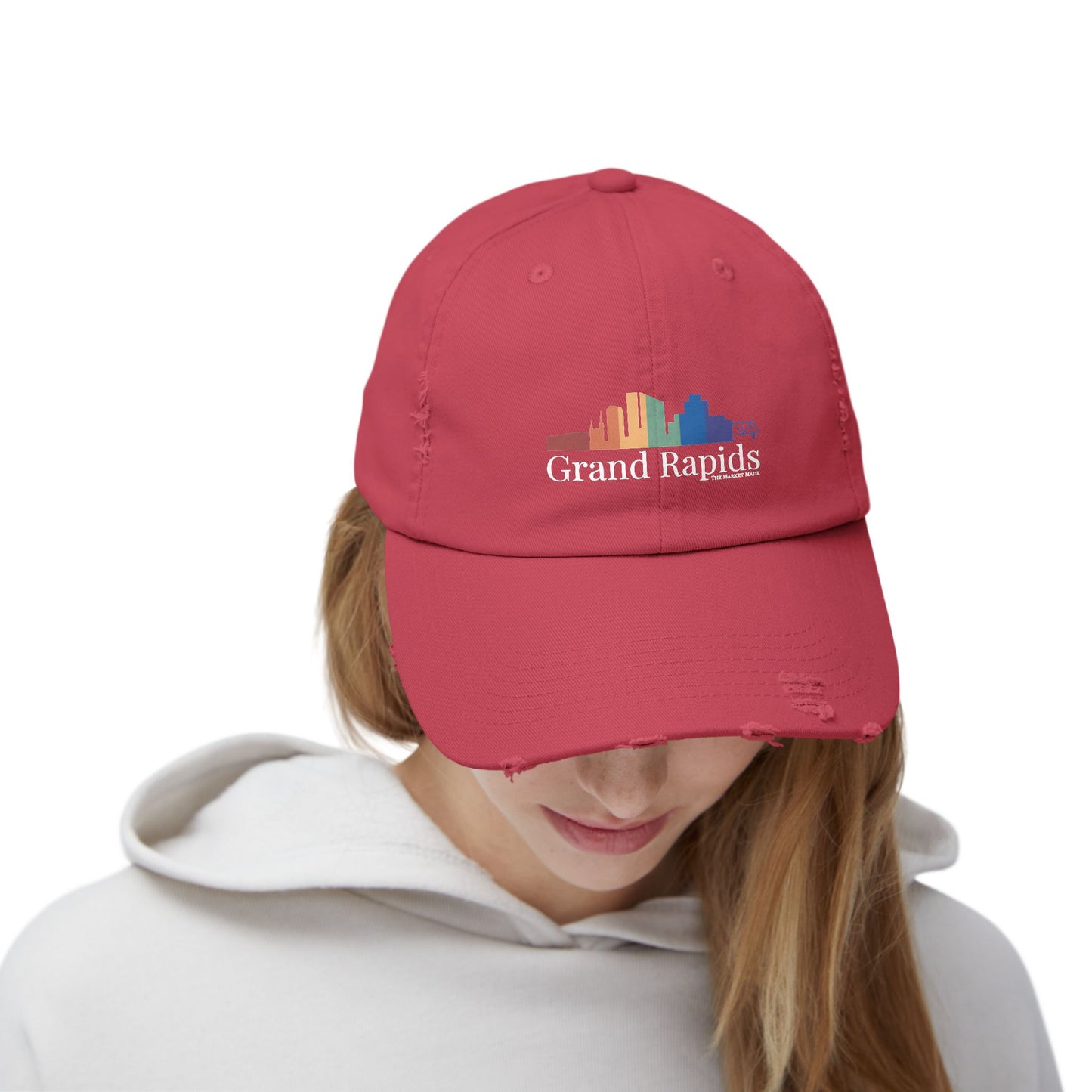 Distressed Cap Grand Rapids Rainbow Skyline