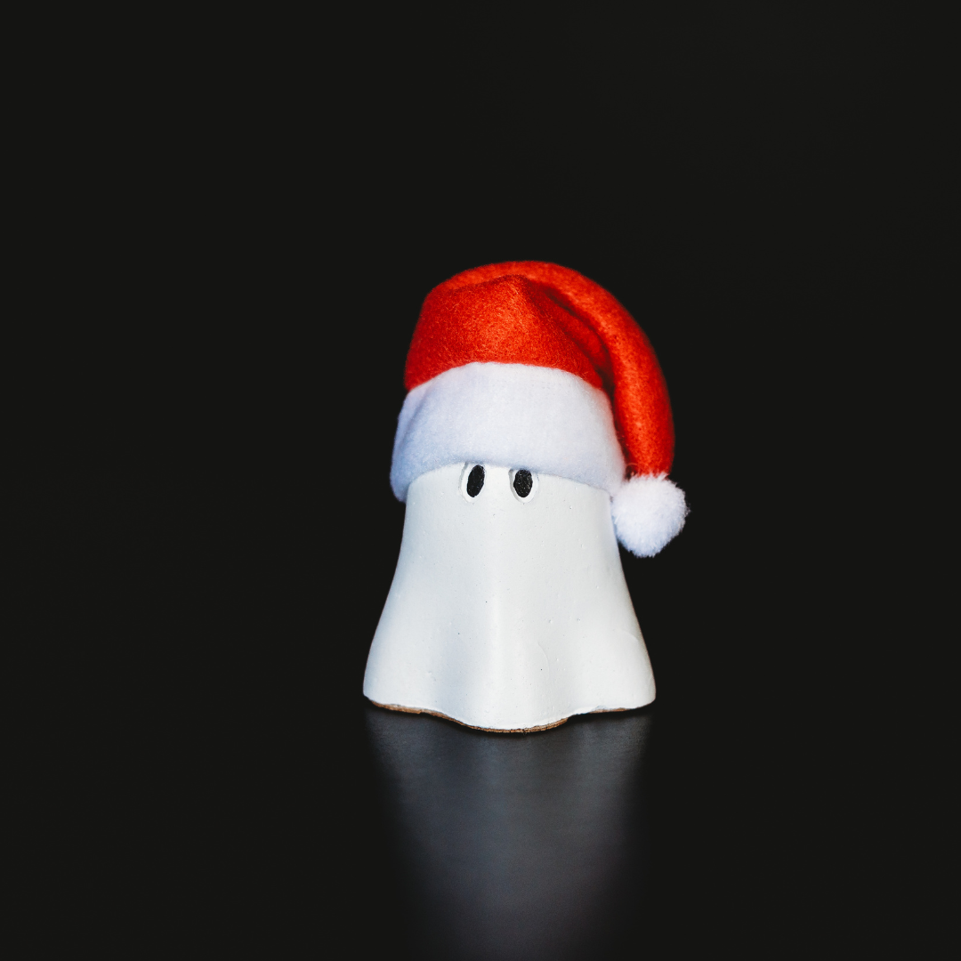 Christmas Spirit | Handmade Concrete Christmas Ghost Decor with Santa Hat