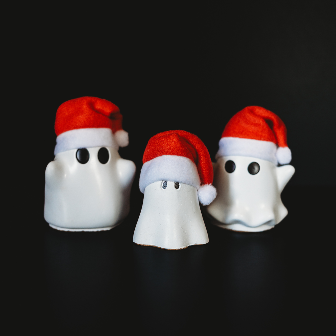 Christmas Spirit | Handmade Concrete Christmas Ghost Decor with Santa Hat