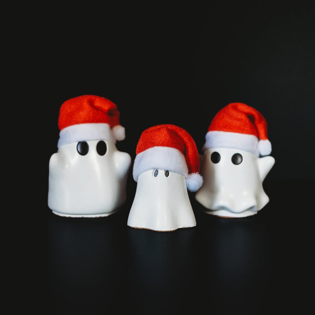 Christmas Spirit | Handmade Concrete Christmas Ghost Decor with Santa Hat