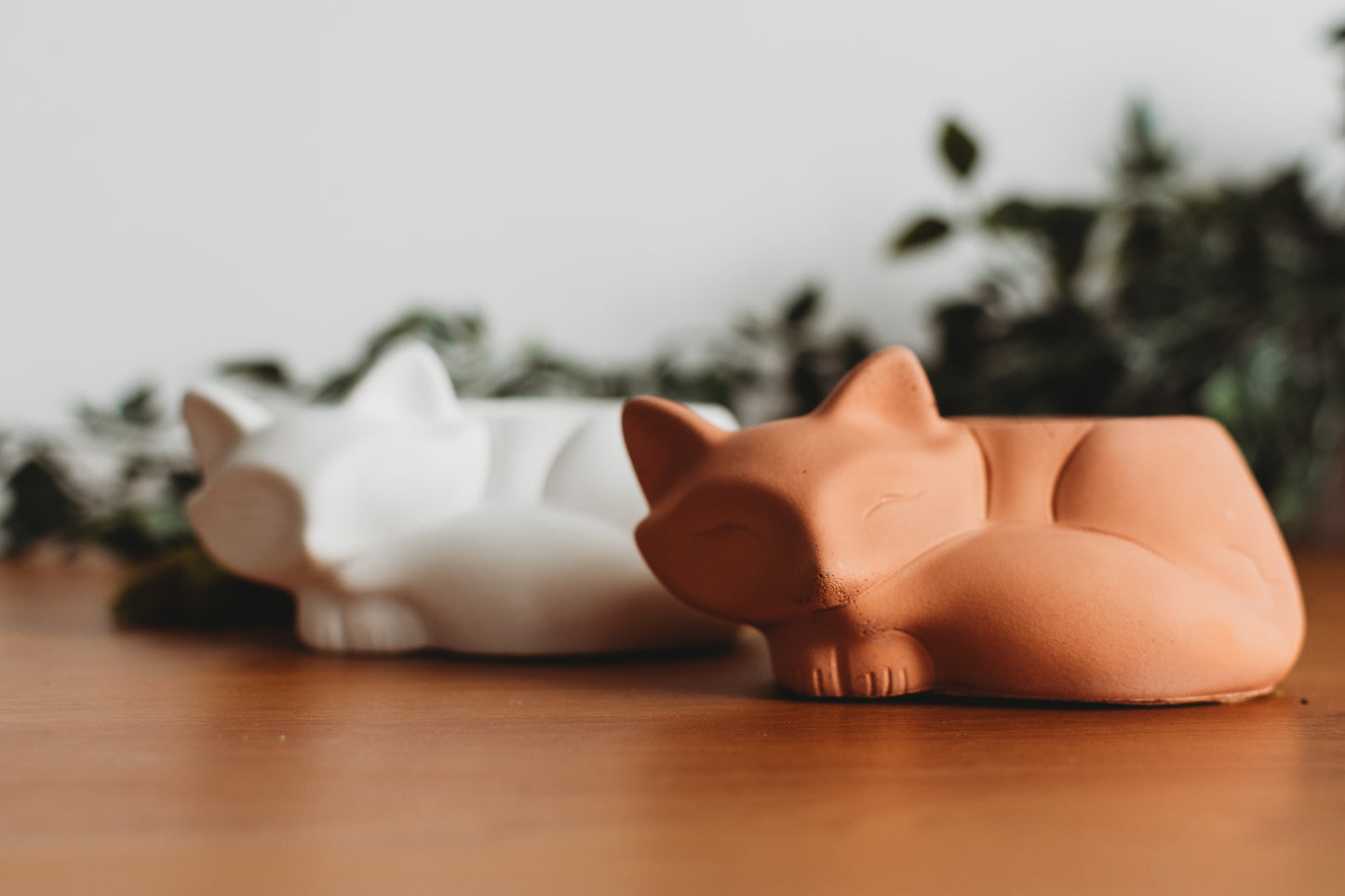 Handmade Sleeping Fox Concrete Planter: Desk Decor