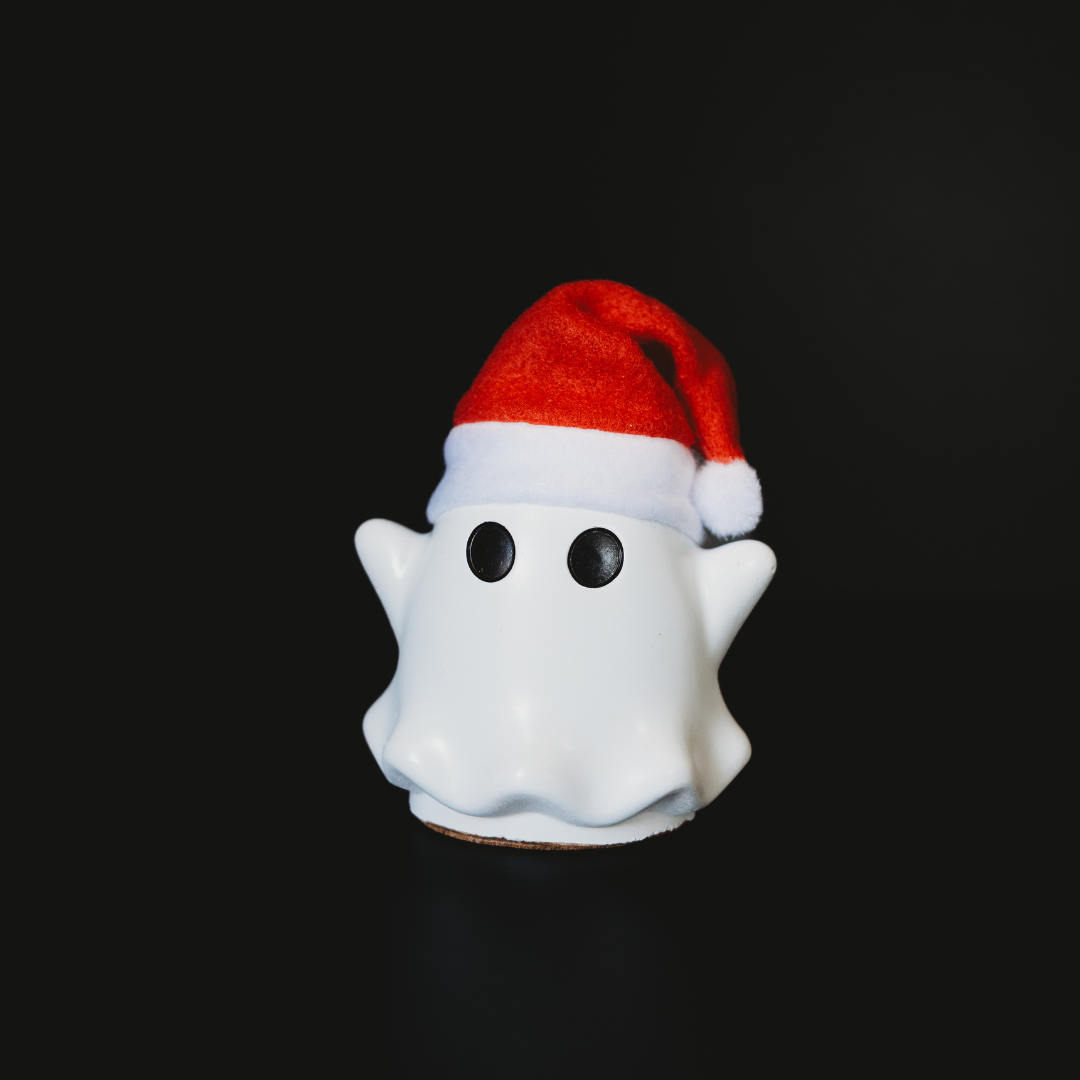 Christmas Spirit | Handmade Concrete Christmas Ghost Decor with Santa Hat