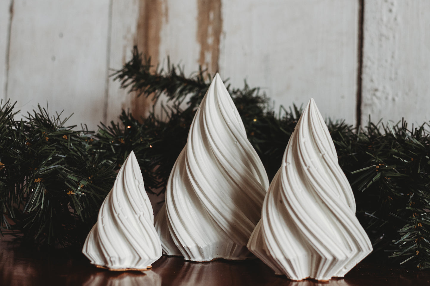 Handmade Concrete Christmas Trees | Concrete Spiral Trees | Set of 3 Holiday Tree Decor