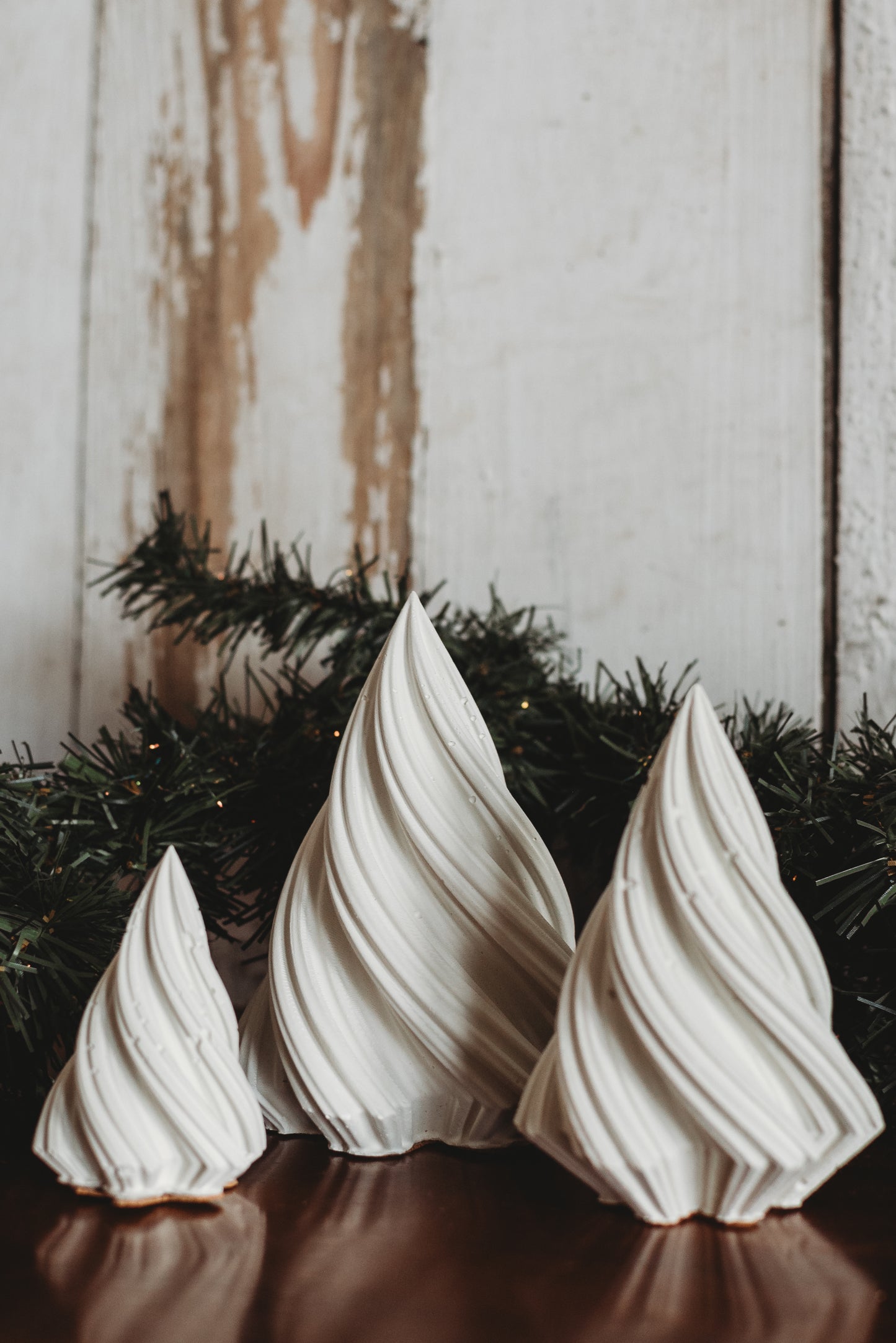 Handmade Concrete Christmas Trees | Concrete Spiral Trees | Set of 3 Holiday Tree Decor