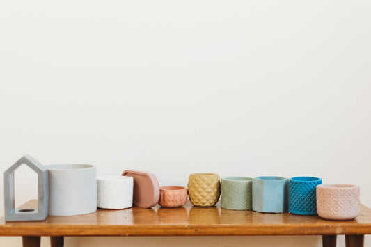 Handmade Vintage-Style Container | Geometric Cement Holder | Classic Concrete Planter