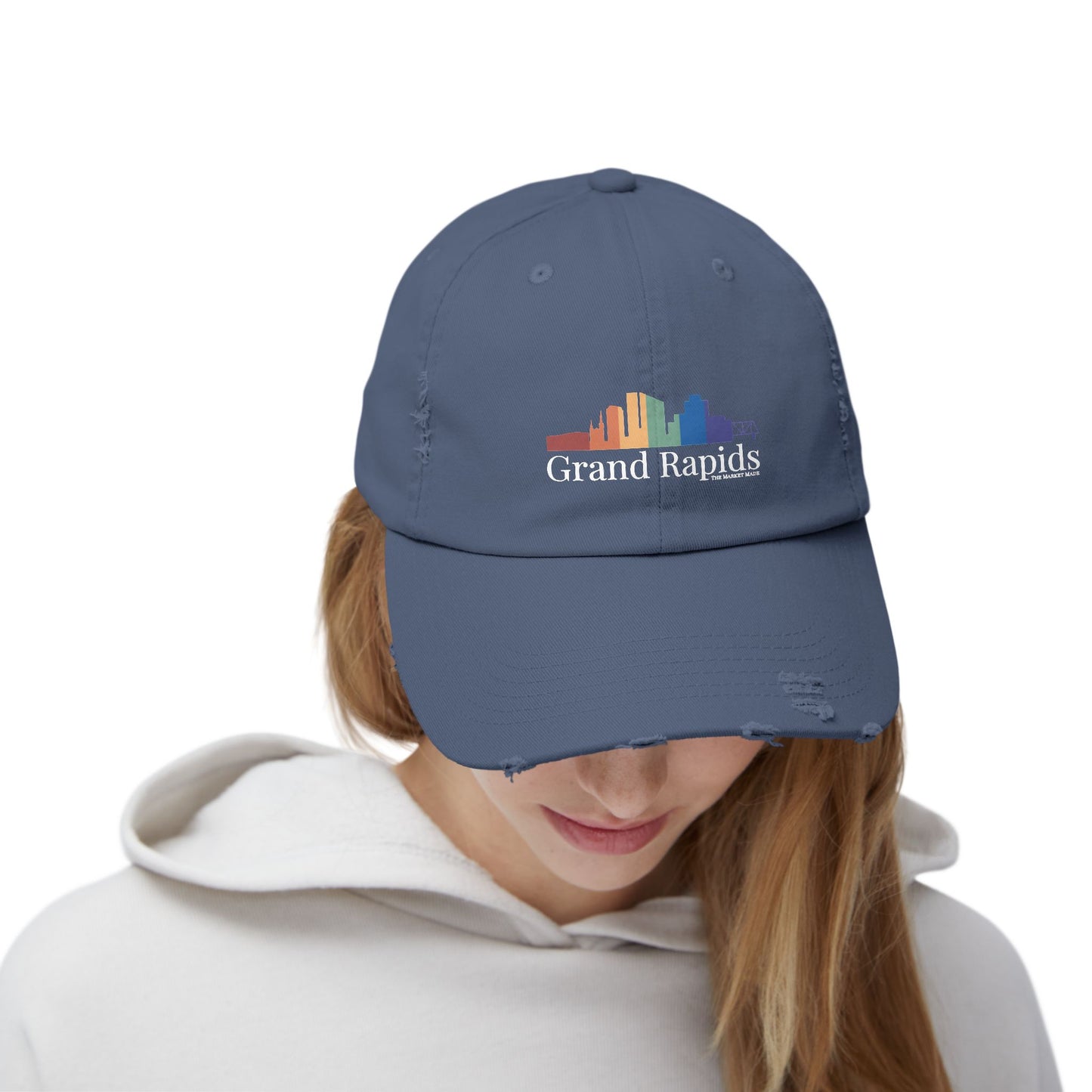 Distressed Cap Grand Rapids Rainbow Skyline