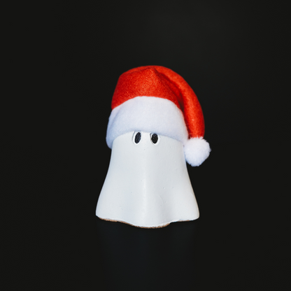 Christmas Spirit | Handmade Concrete Christmas Ghost Decor with Santa Hat
