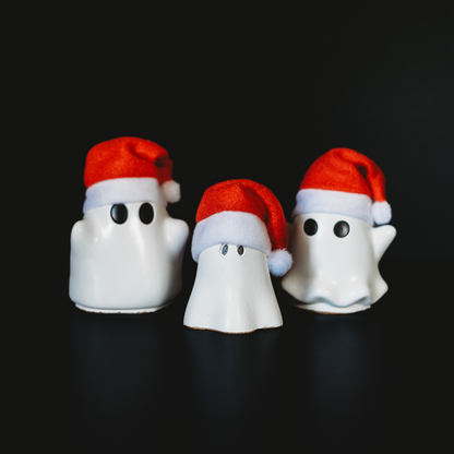 Christmas Spirit | Handmade Concrete Christmas Ghost Decor with Santa Hat