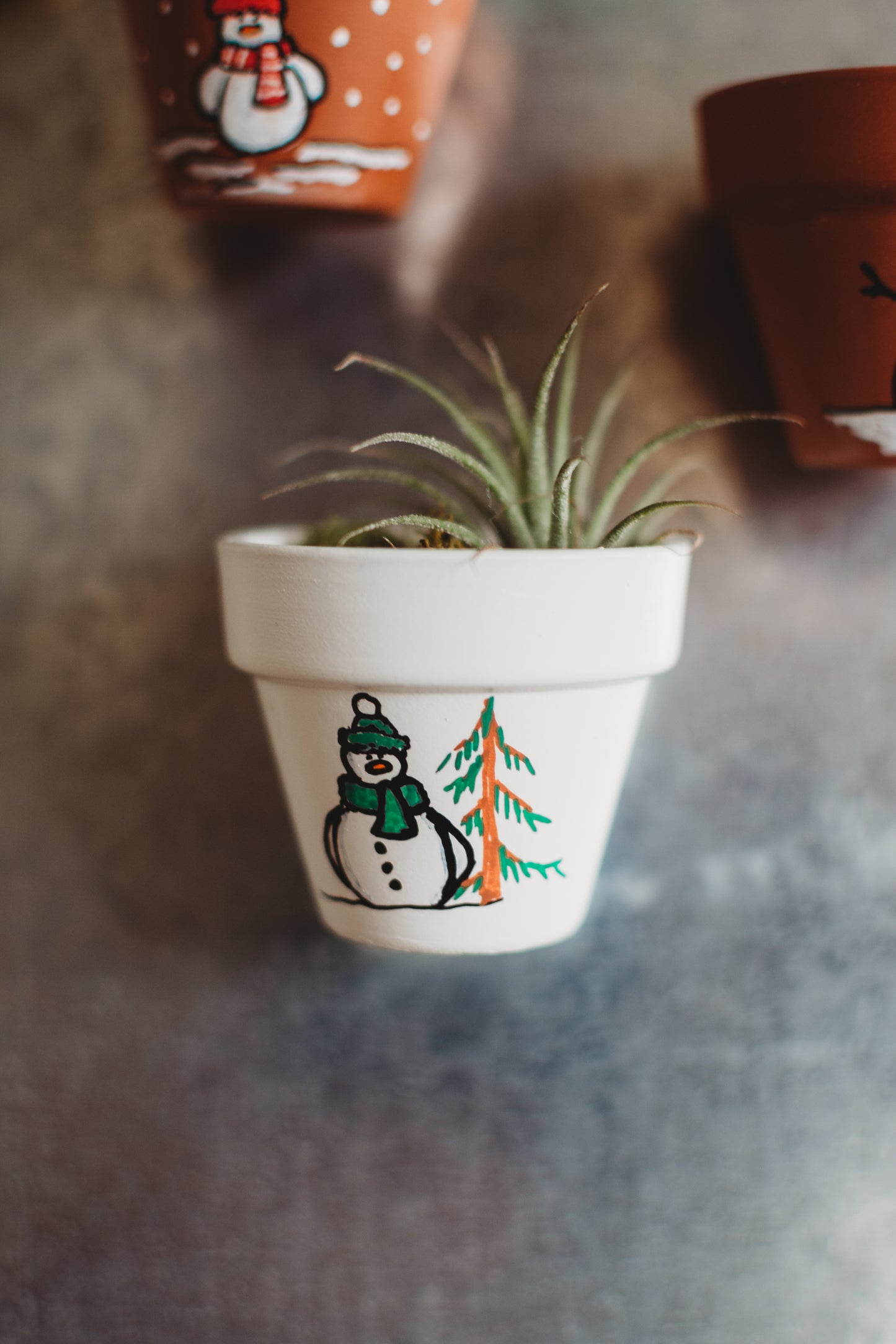 Holiday Hand-Painted Mini Pot Magnets | Mini Christmas Plant Magnets | Plant Refrigerator Magnets