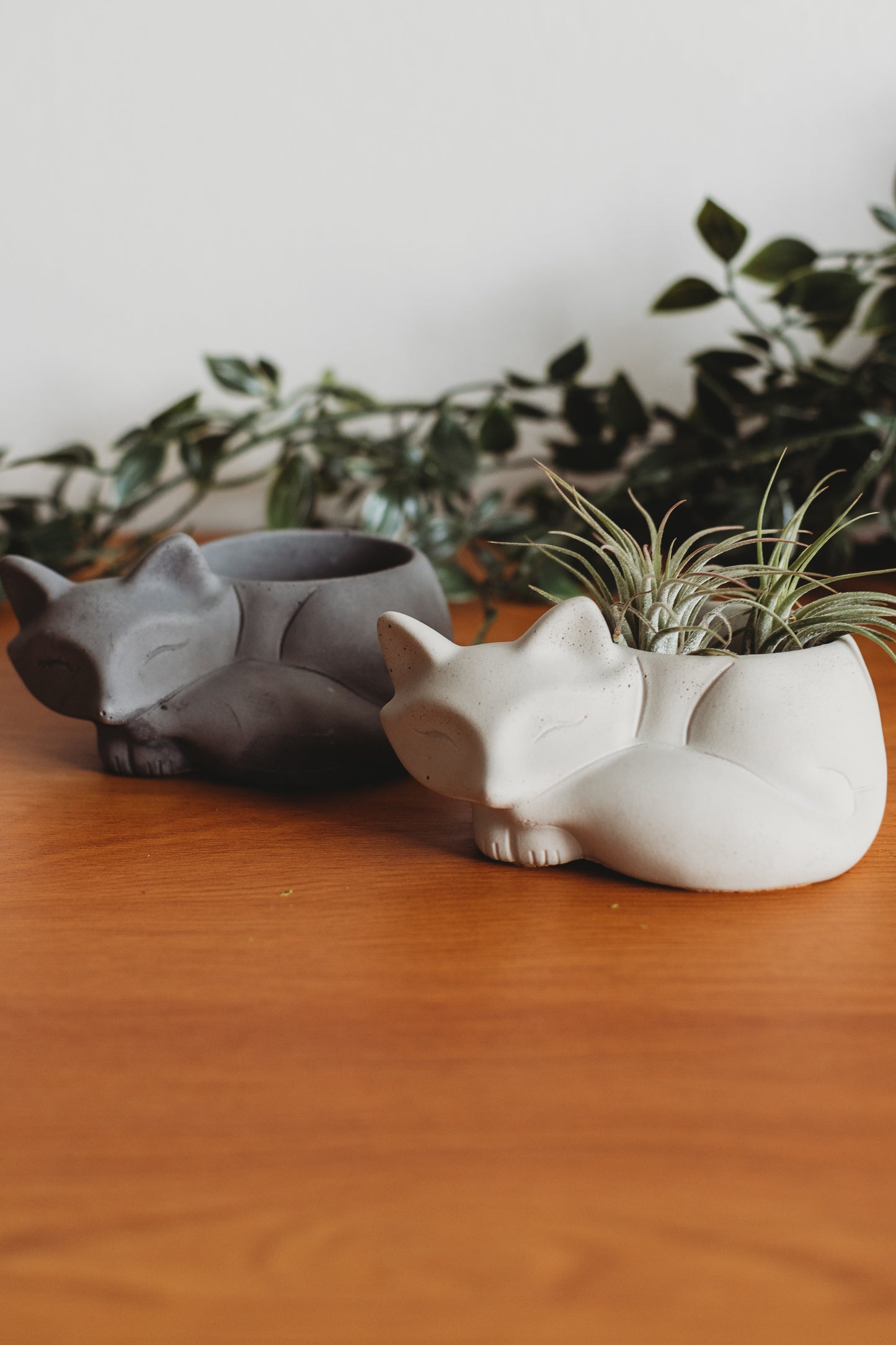 Sleeping Fox Decor | Handmade Fox Concrete Planter | Fox Cement Air Plant Container