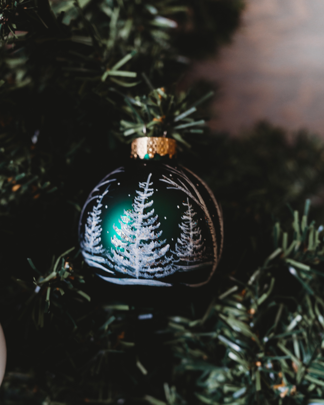 Hand-Painted Snowscape Glass Ornament