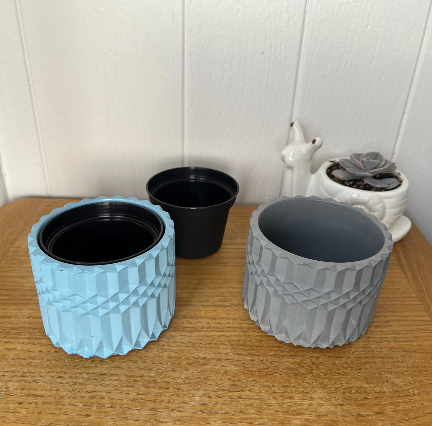 Handmade Vintage-Style Container | Geometric Cement Holder | Classic Concrete Planter