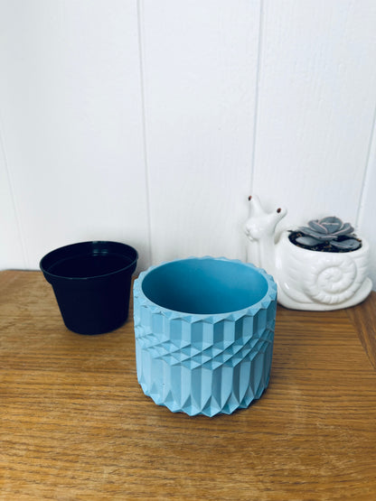 Handmade Vintage-Style Container | Geometric Cement Holder | Classic Concrete Planter