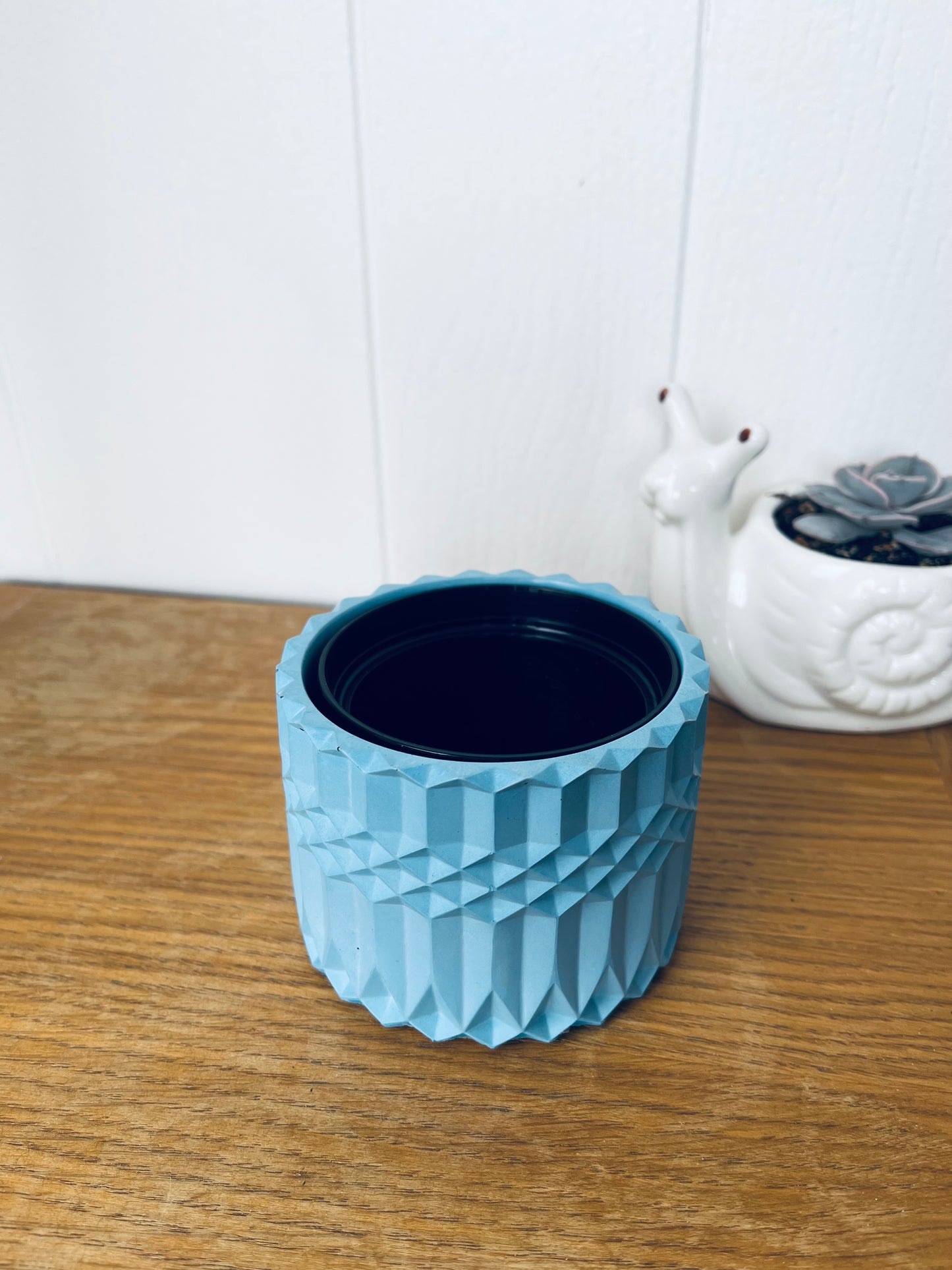 Handmade Vintage-Style Container | Geometric Cement Holder | Classic Concrete Planter