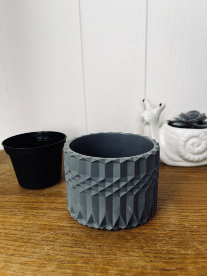 Handmade Vintage-Style Container | Geometric Cement Holder | Classic Concrete Planter