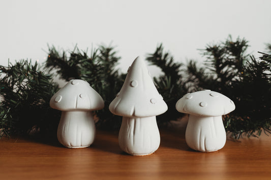 Set of 3 Mushrooms | Handmade Concrete Mushroom Decor