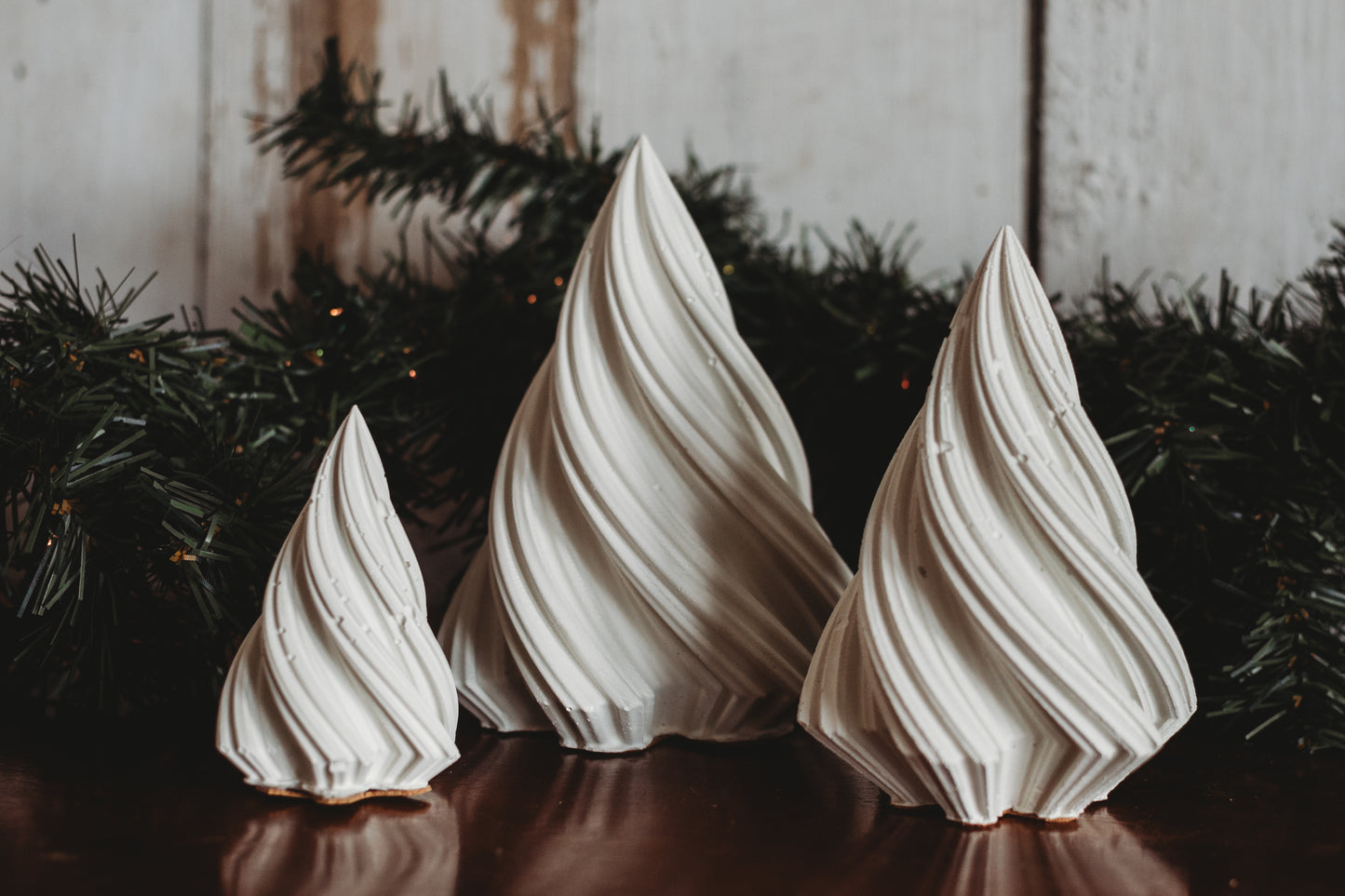 Set of 3 Holiday Trees | Handmade Christmas Decor | Concrete Spiral Trees