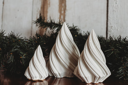 Handmade Concrete Christmas Trees | Concrete Spiral Trees | Set of 3 Holiday Tree Decor