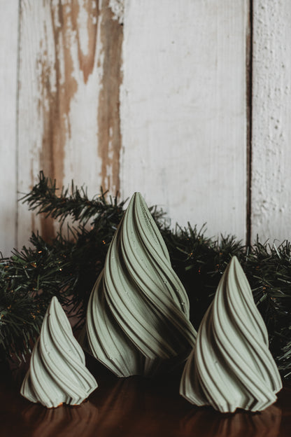 Handmade Concrete Christmas Trees | Concrete Spiral Trees | Set of 3 Holiday Tree Decor