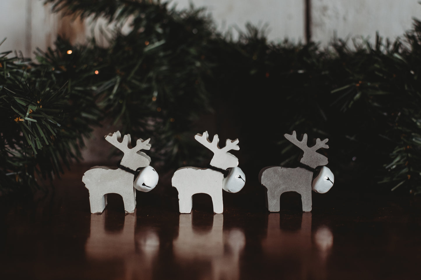 Set of 3 Mini Reindeers | Handmade Concrete Decor | Cute Tabletop Holiday Decor