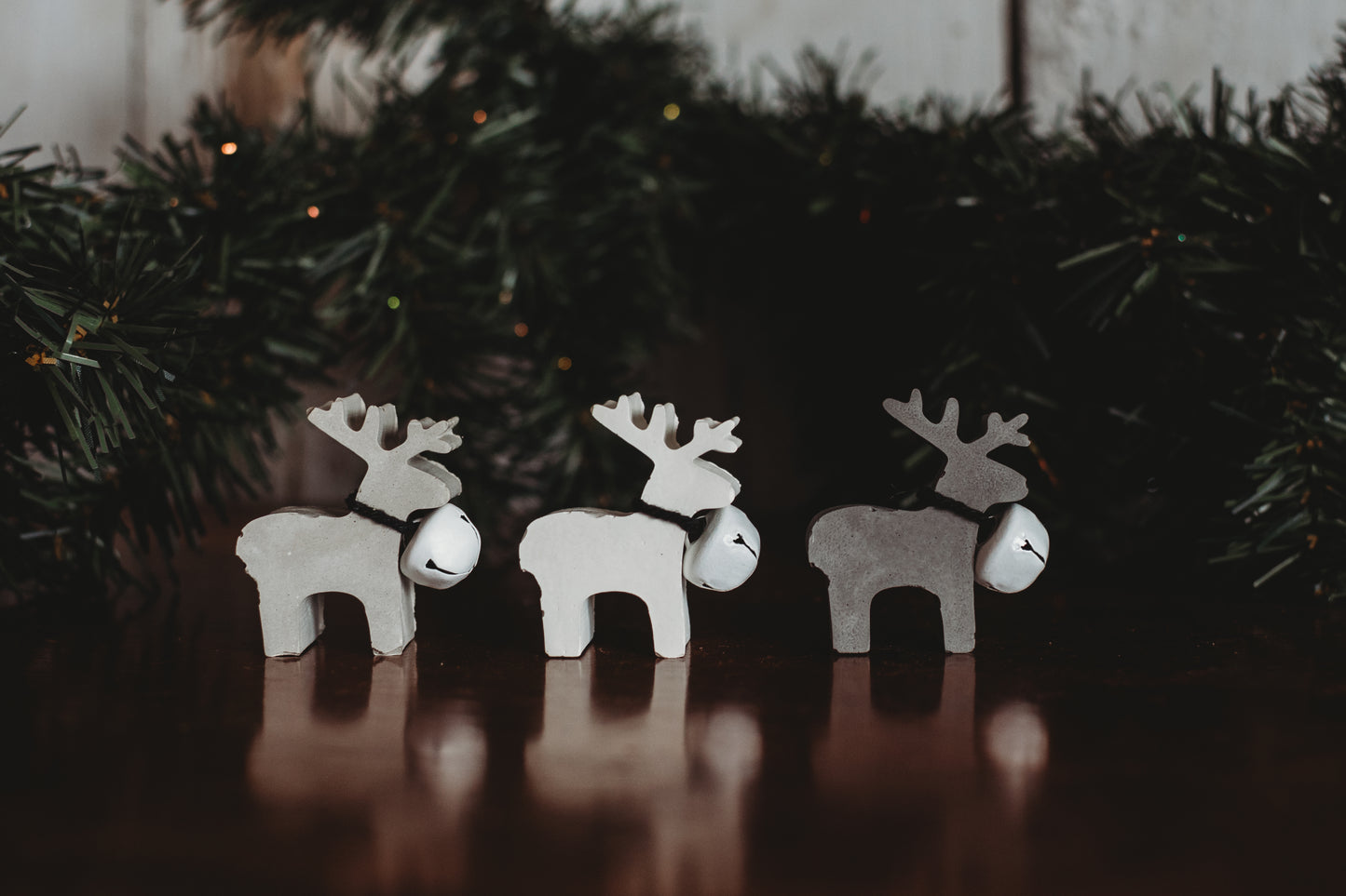 Set of 3 Mini Reindeers | Handmade Concrete Decor | Cute Tabletop Holiday Decor