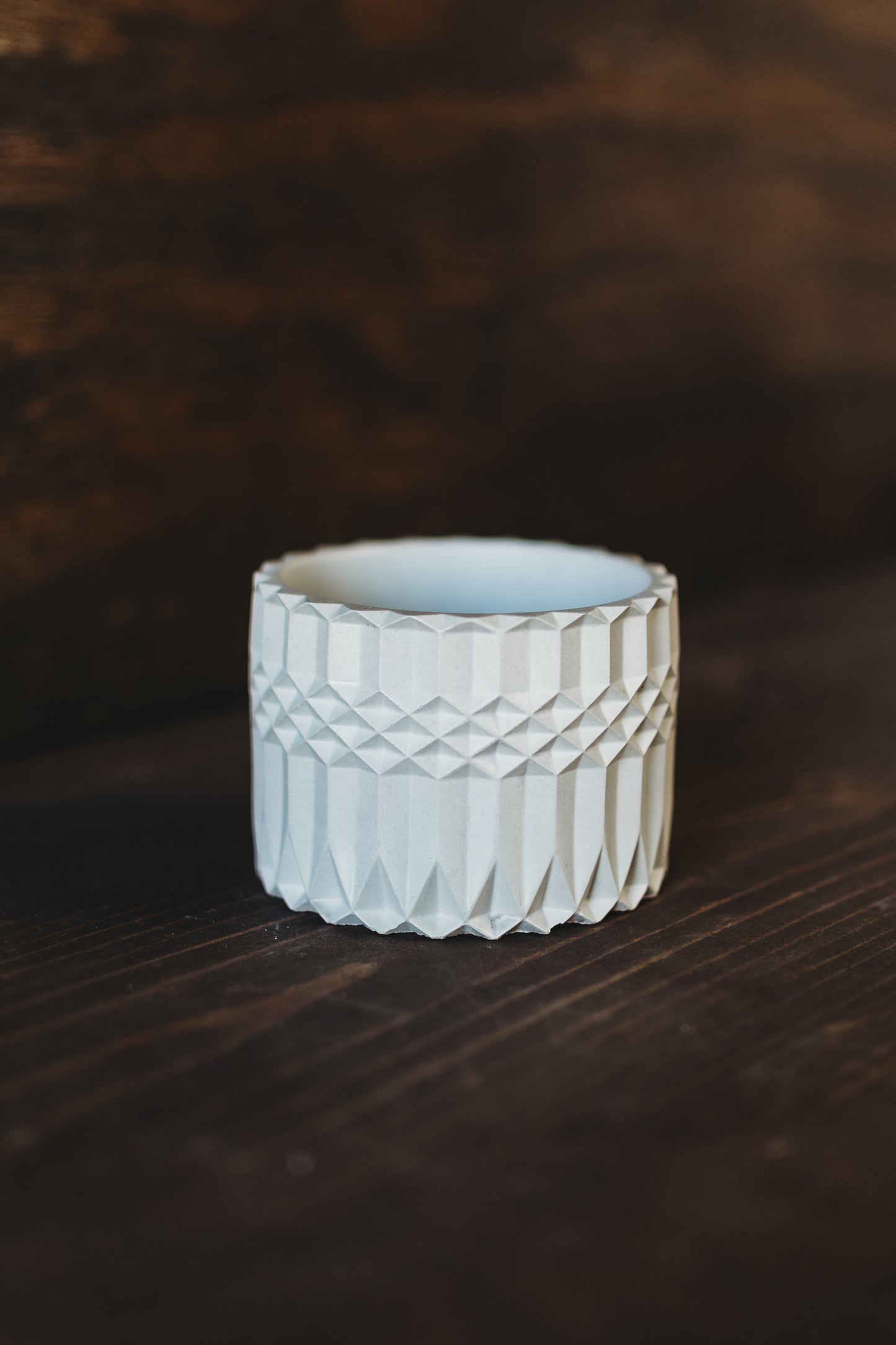 Handmade Vintage-Style Container | Geometric Cement Holder | Classic Concrete Planter