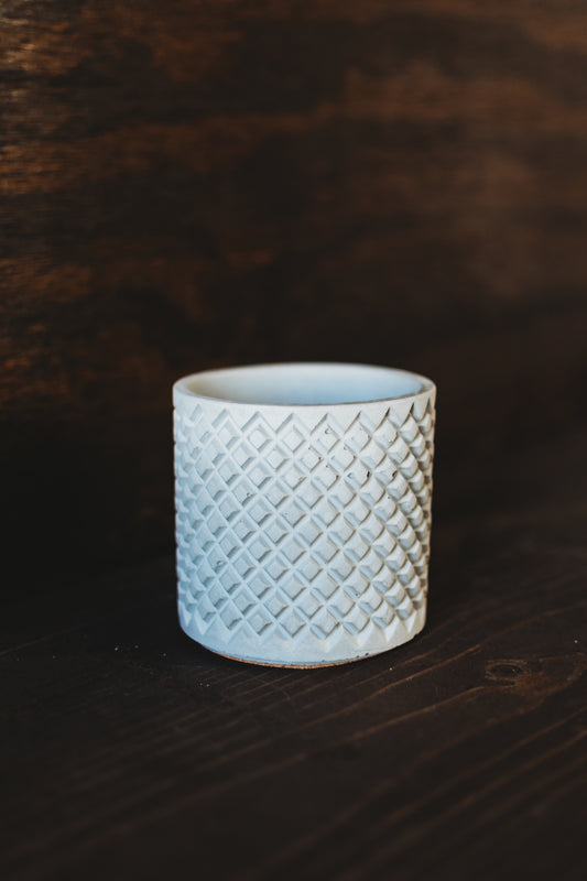 Handmade Diamond-Patterned Container | Textured Concrete Holder | Argyle Design Cement Planter